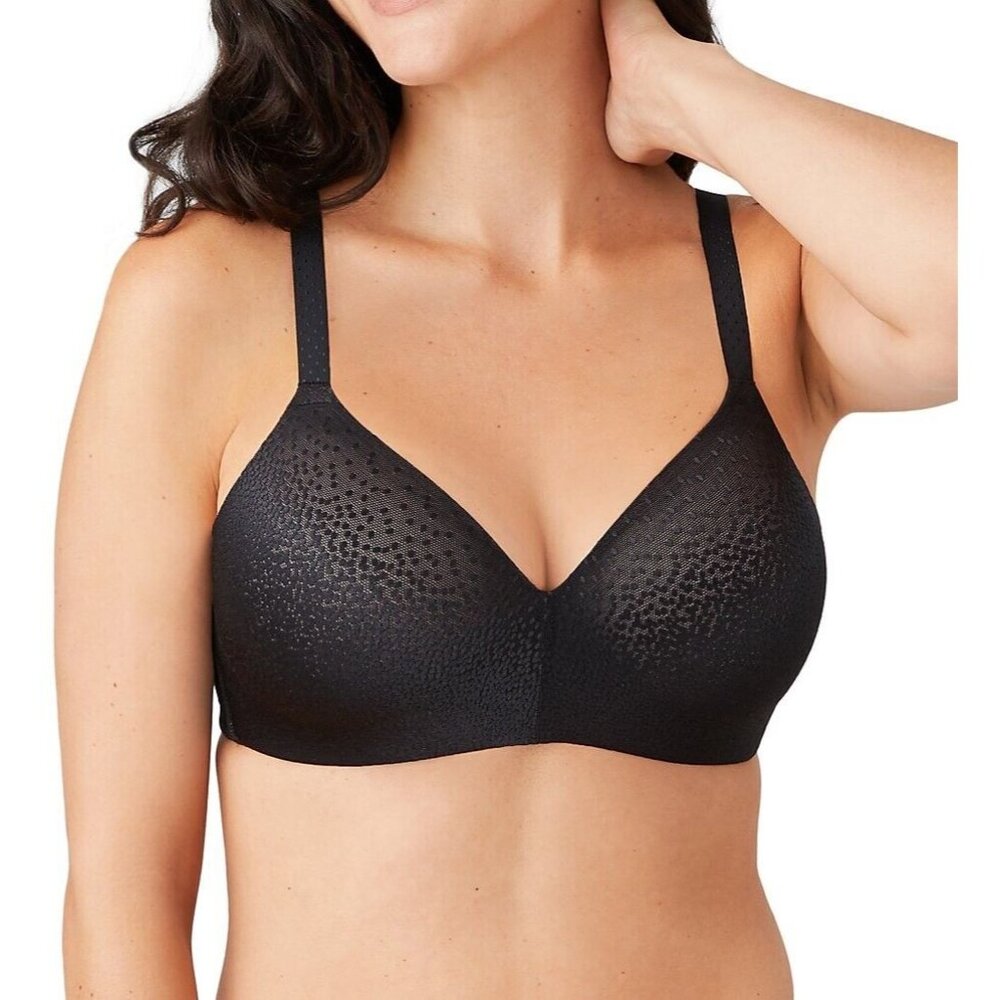 🆕WACOAL Back Appeal Wireless Seamless T-Shirt Bra 34DDD Black #856303 - Picture 2 of 8